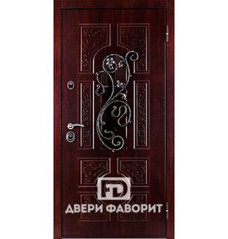 дверь с терморазрывом, из металла со стеклом и ковкой