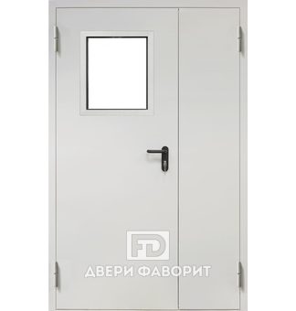Двустворчатая противопожарная дверь со стеклом