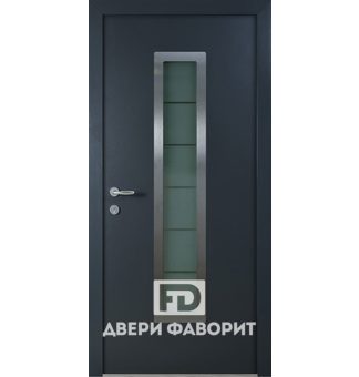 Дверь в коттедж с цинкогрунтом (стекло)