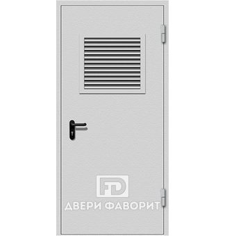 дверь стальная в котельную с вентиляционной решеткой, окрашена цинкогрунтом