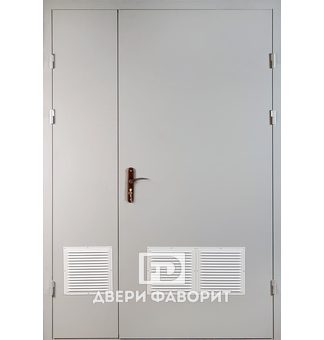 стальная двустворчатая дверь с вентиляционными решетками в котельную