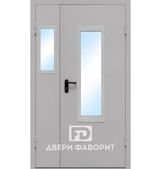 металлическая дверь тамбурная двустворчатая, два стекла, нитроэмаль