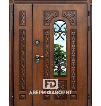 Дверь тамбурная двустворчатая (стекло, ковка)