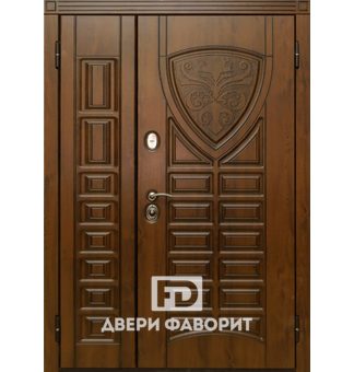 дверь двустворчатая уличная с коричневым мдф